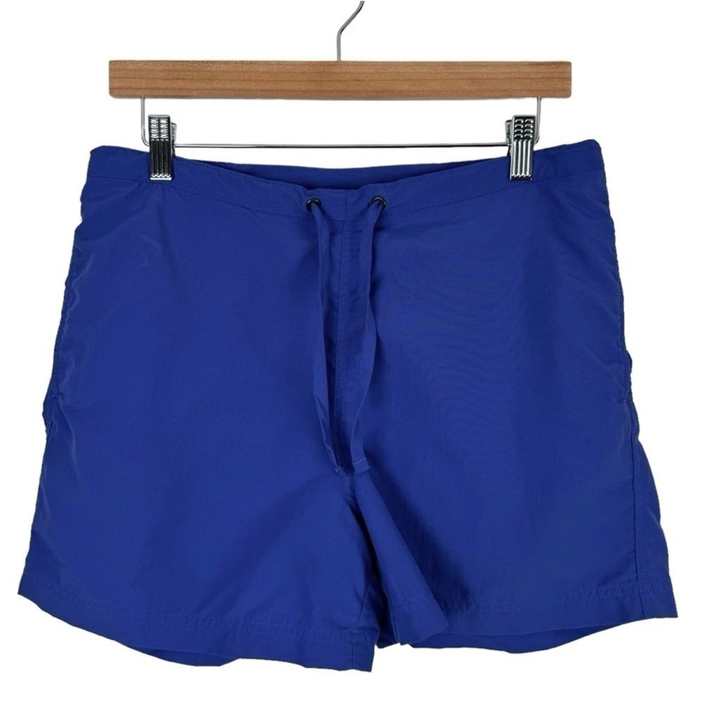 LL Bean Women Nylon Shorts Small Cobalt Blue Draw String Pockets Hiking Outdoors